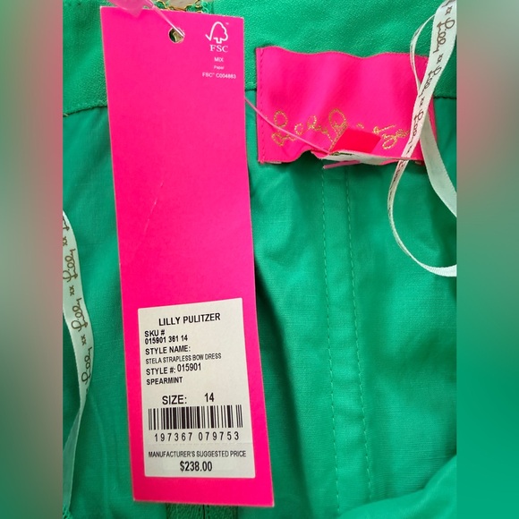 Lilly Pulitzer New with Tags Stela Spearmint Green Strapless Bow Dress - Picture 7 of 9
